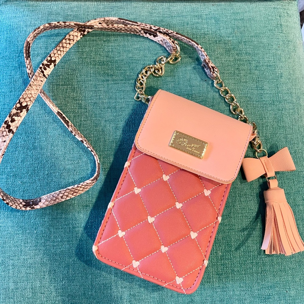 Betsy Johnson Pink Quilted Crossbody Bag with Tassel